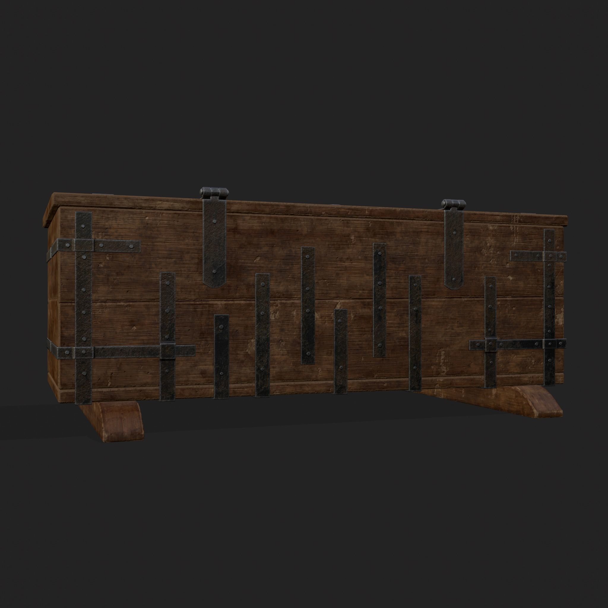 Iron Bound Chest Low-poly 3D model_13
