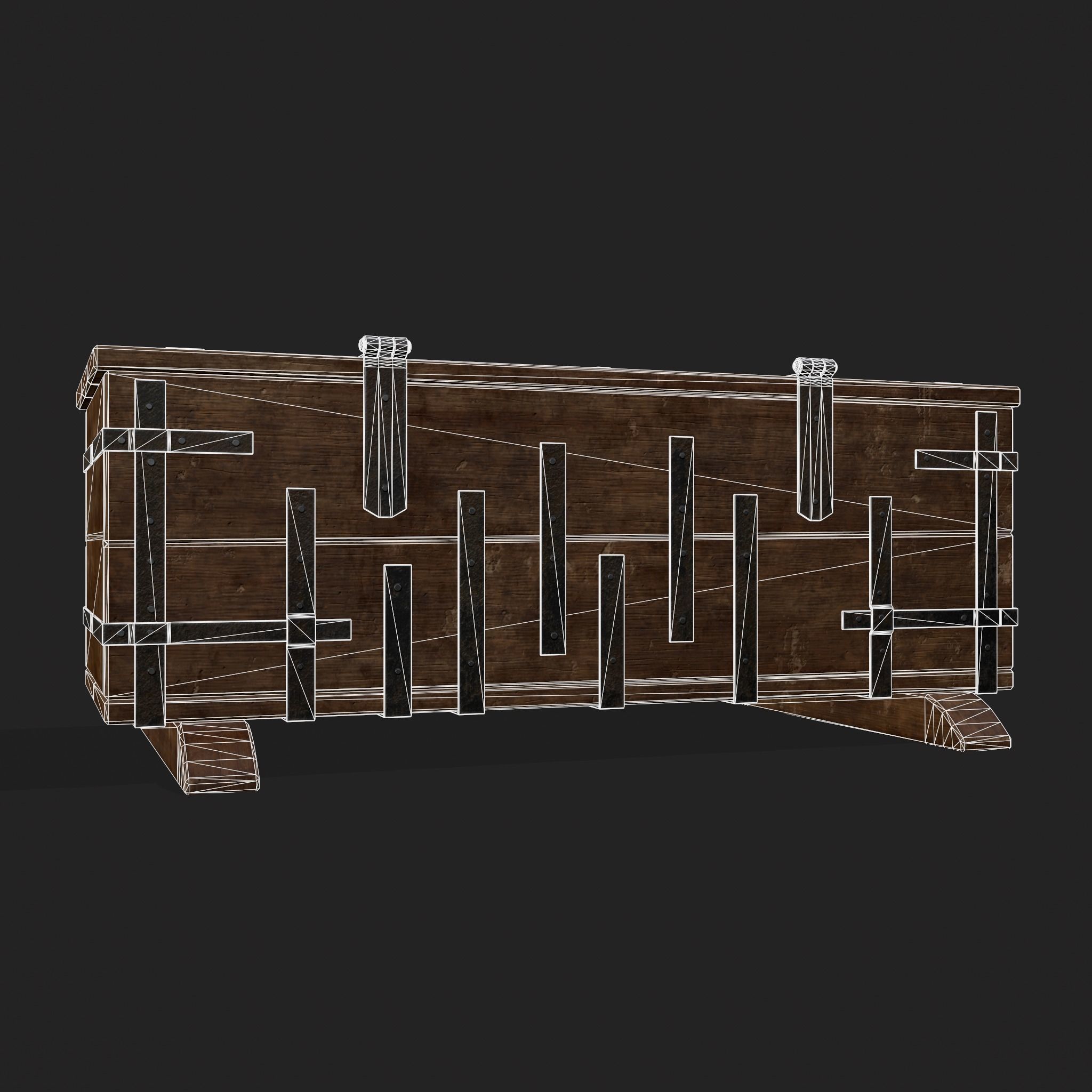 Iron Bound Chest Low-poly 3D model_14