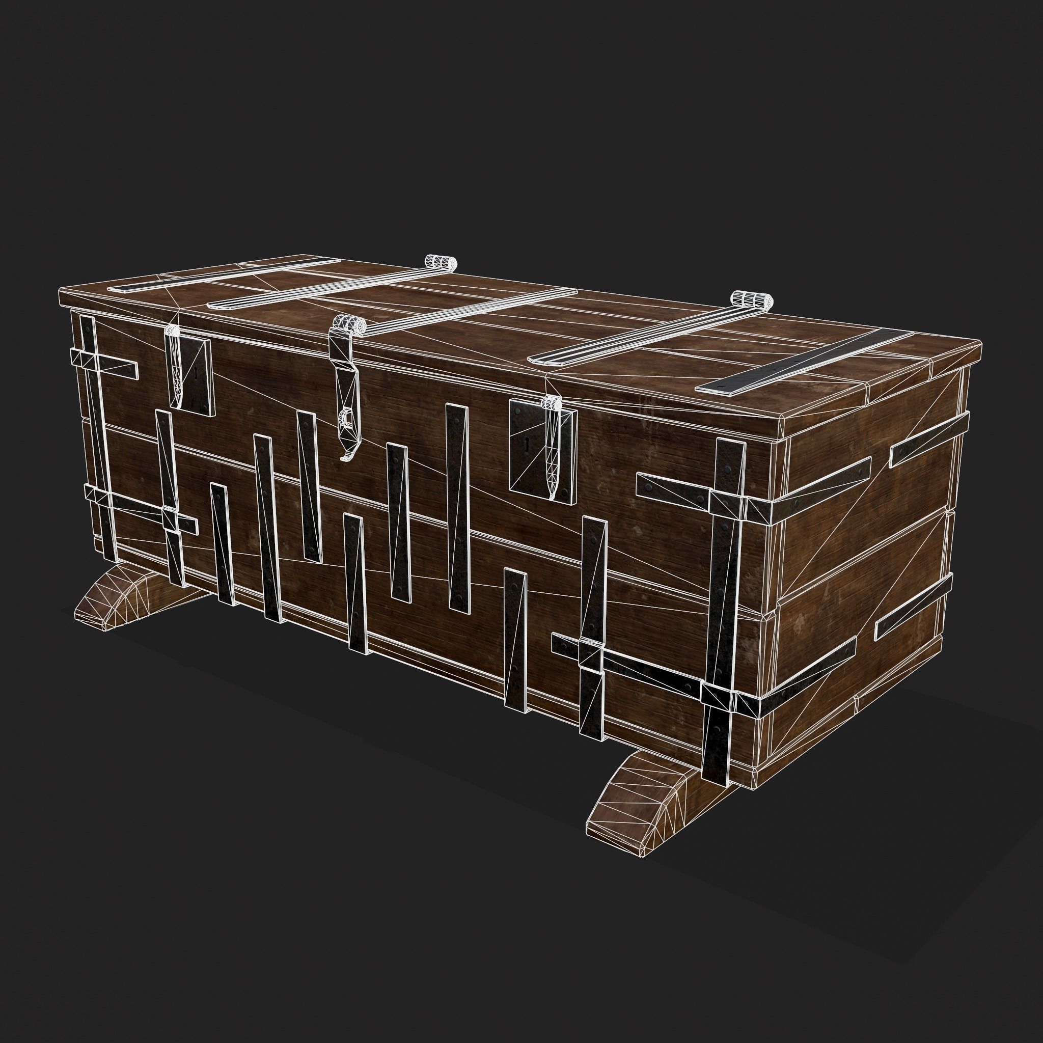 Iron Bound Chest Low-poly 3D model_20