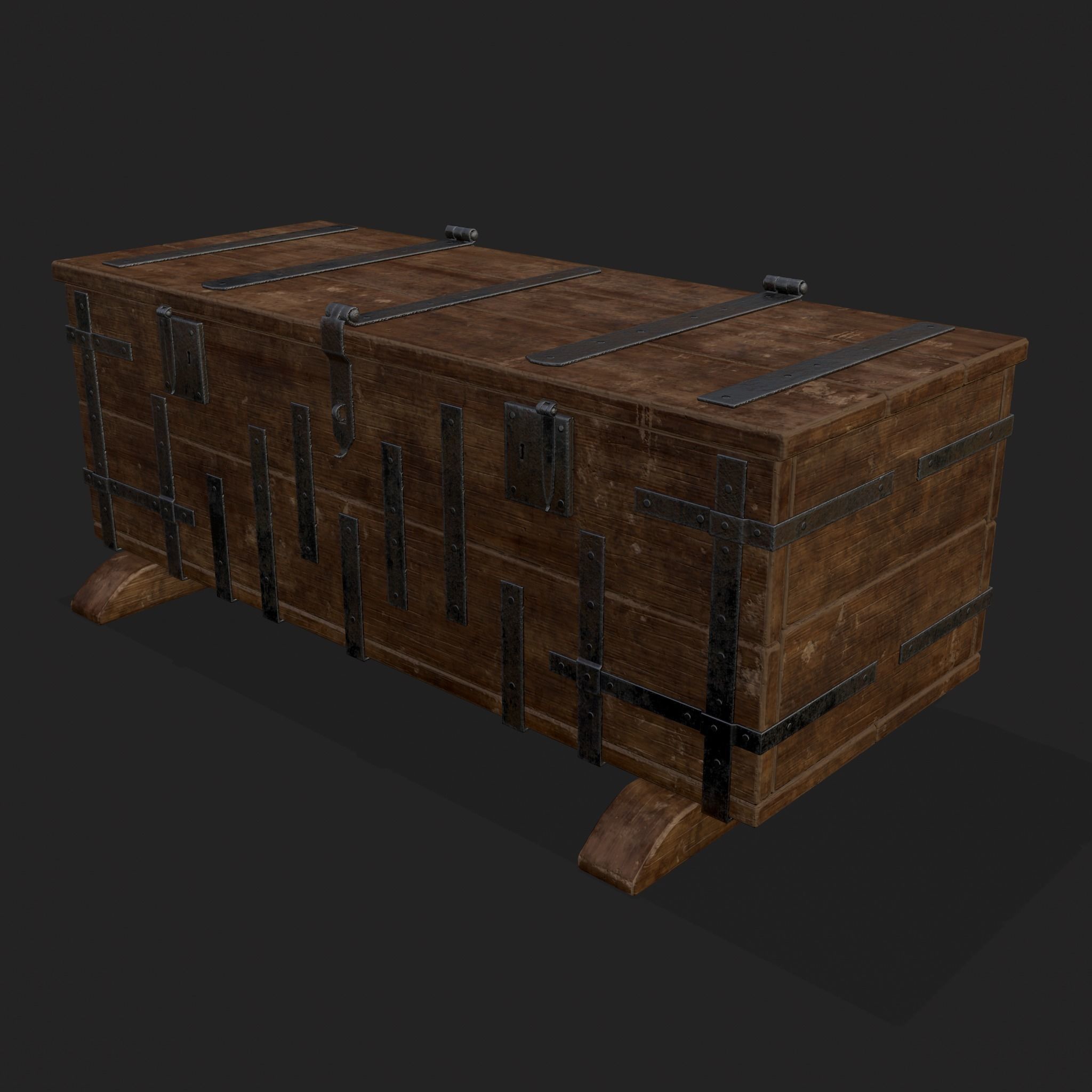 Iron Bound Chest Low-poly 3D model_3