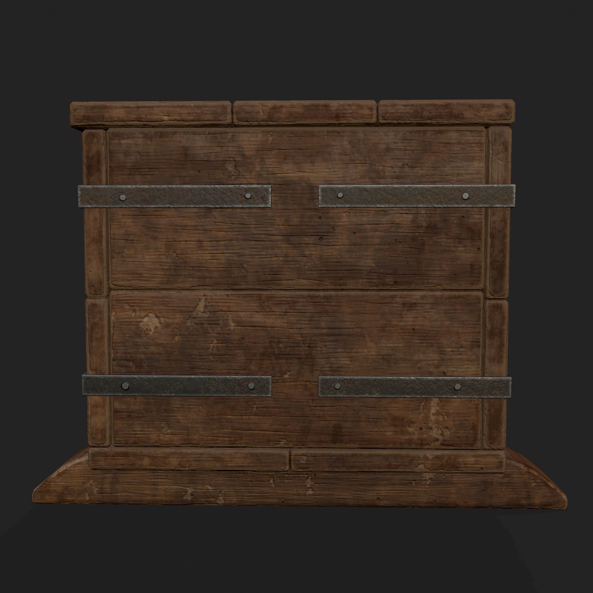 Iron Bound Chest Low-poly 3D model_9
