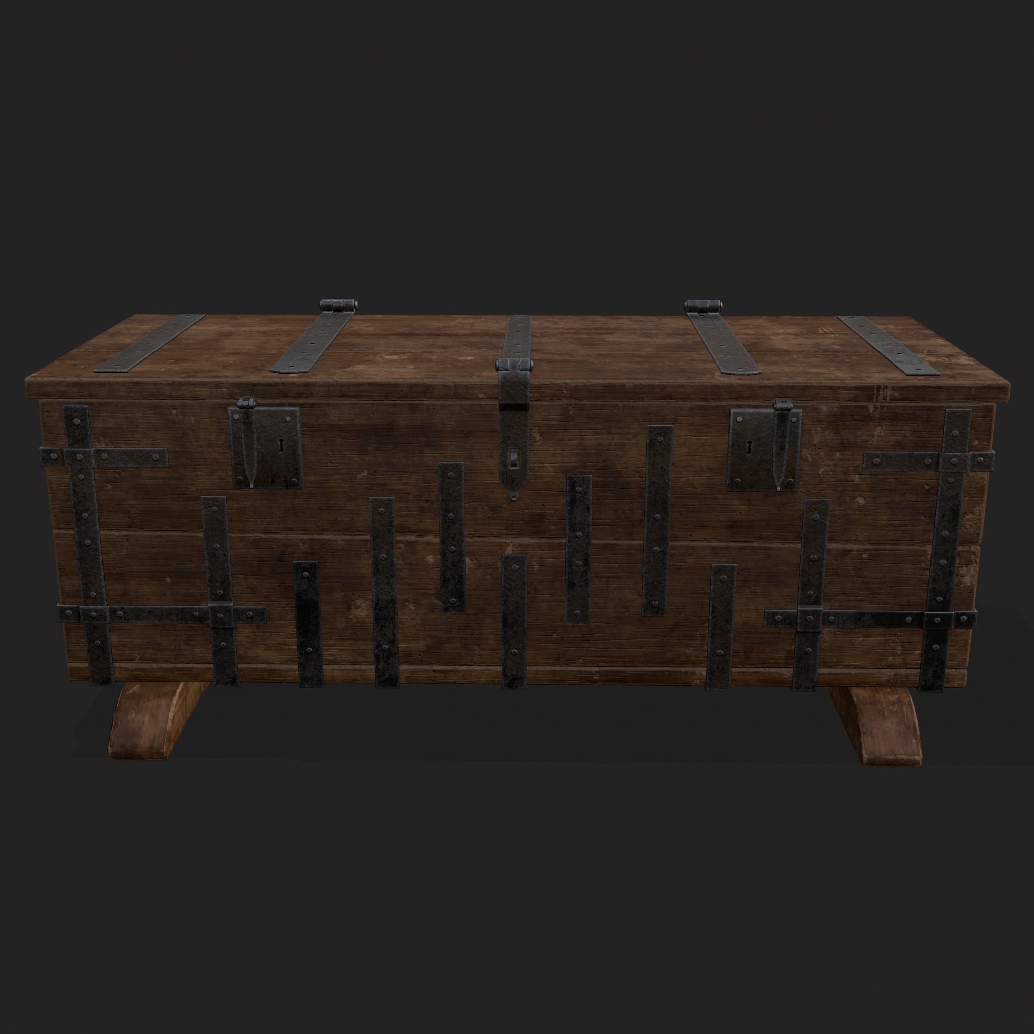 Iron Bound Chest Low-poly 3D model_21