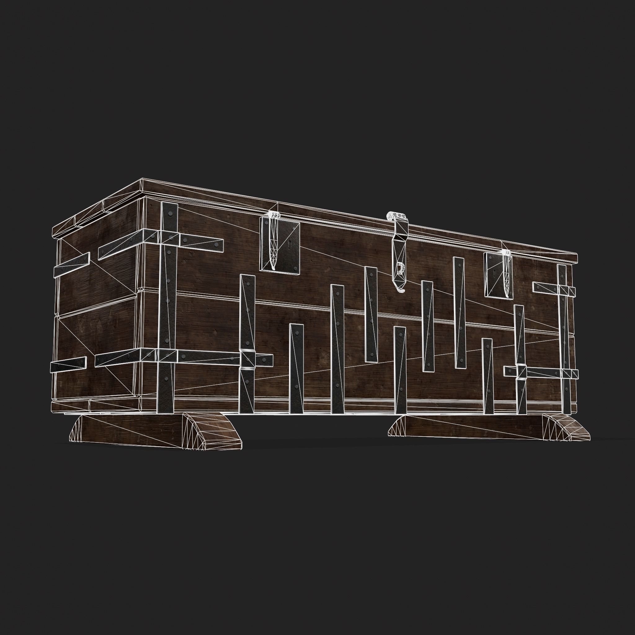 Iron Bound Chest Low-poly 3D model_24