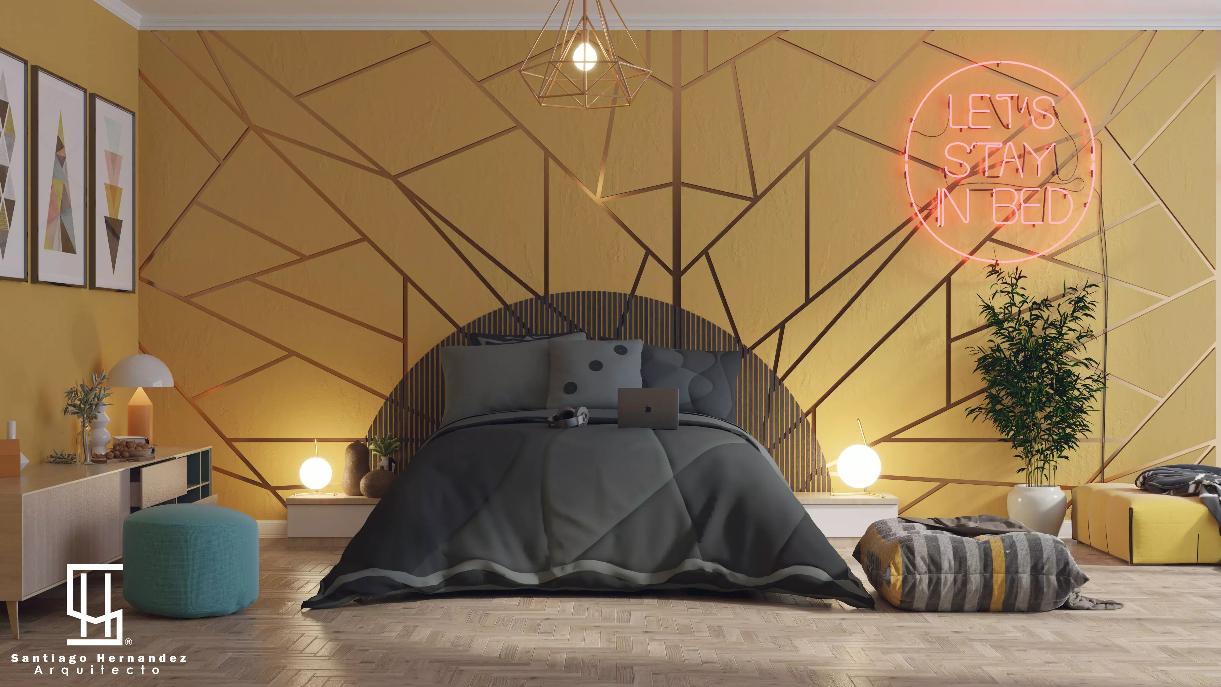 Bedroom SketchUp 2021 Interior scene 3D model 3D model_0