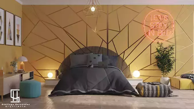 Bedroom SketchUp 2021 Interior scene 3D model