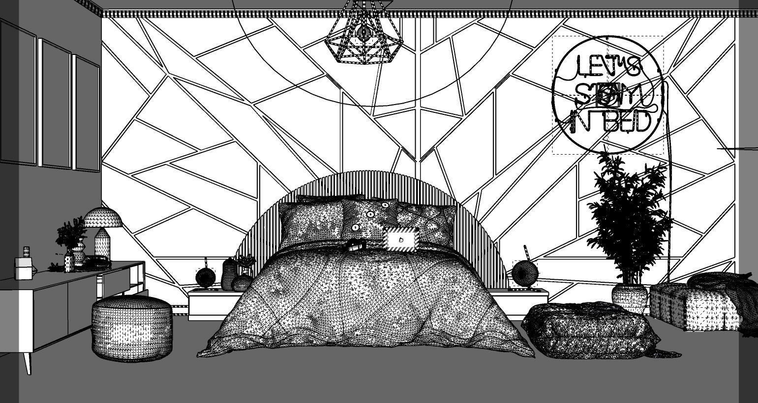 Bedroom SketchUp 2021 Interior scene 3D model 3D model_2