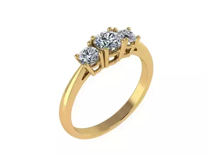 Ring071 three stone diamond ring gold