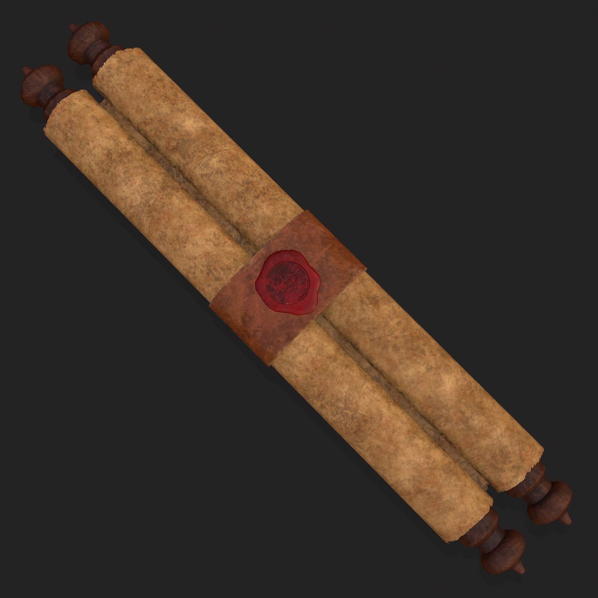Medieval Chronicle Scrolls Low-poly 3D model_9