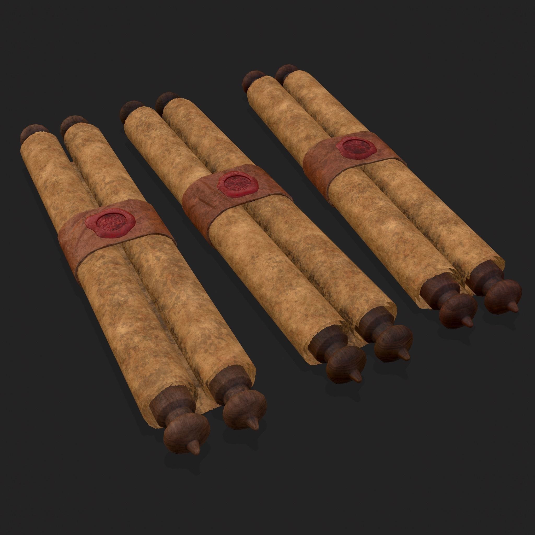 Medieval Chronicle Scrolls Low-poly 3D model_20
