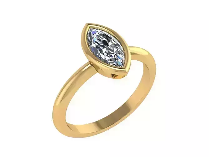 Ring074 gold engagement ring with marquise cut diamond