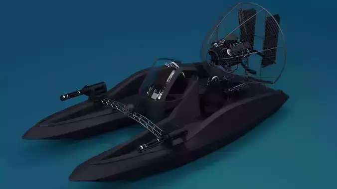 Futuristic Military Airboat