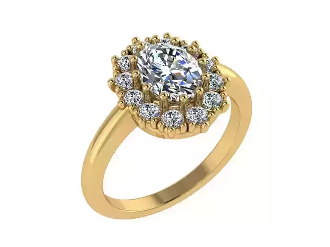 Ring076 oval diamond engagement ring gold