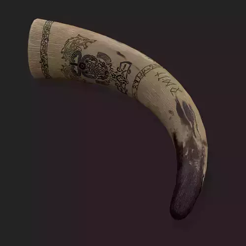 Ornate Viking Ox Horn  Low-poly 3D model