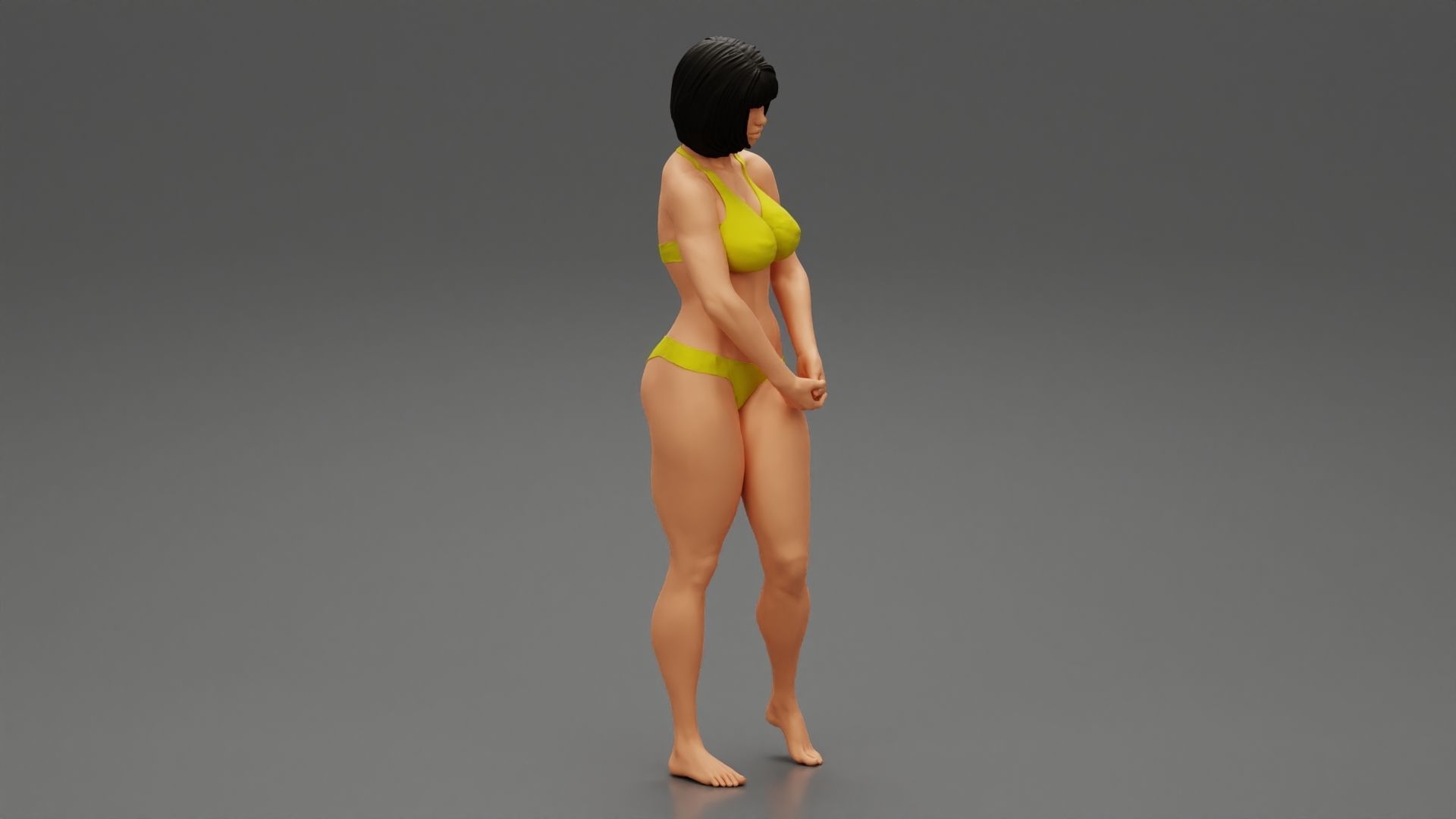 Sad Woman On beach Bikini 3D print model_1