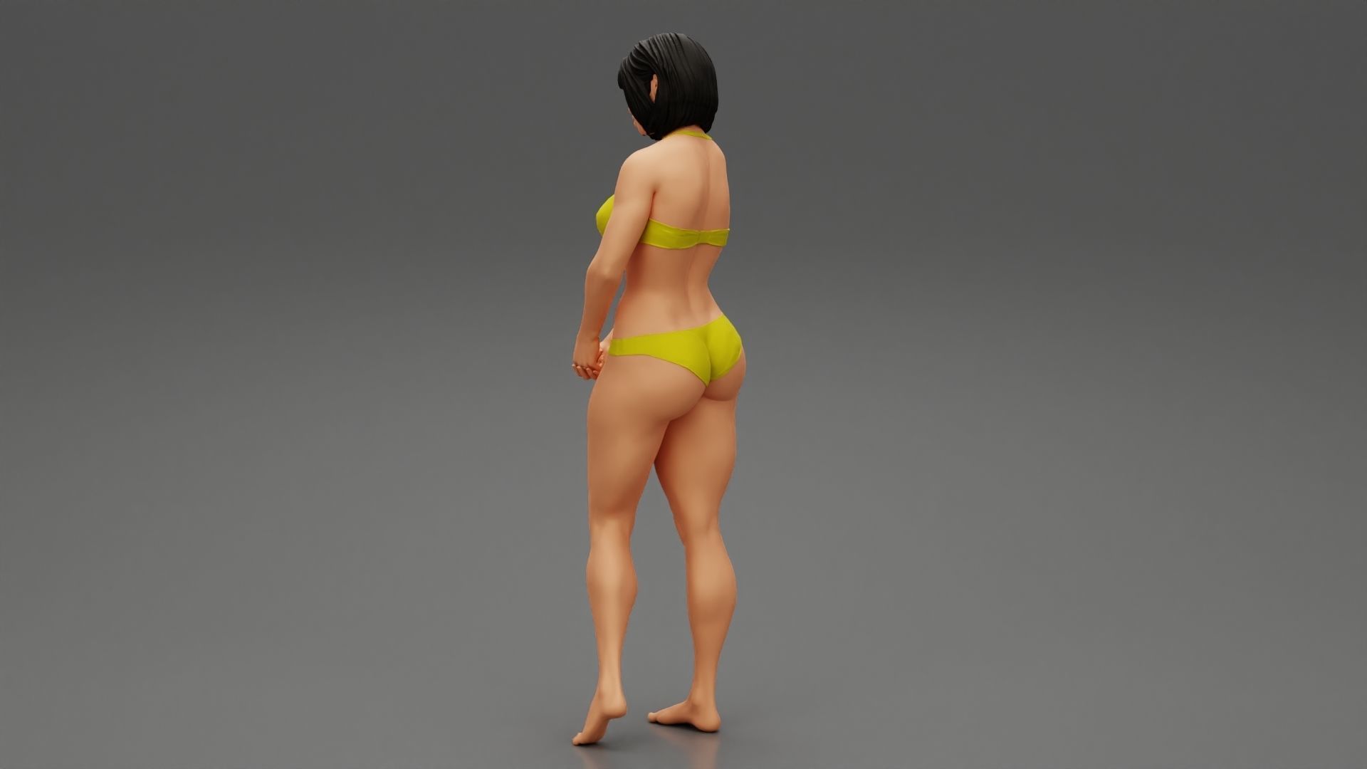 Sad Woman On beach Bikini 3D print model_4
