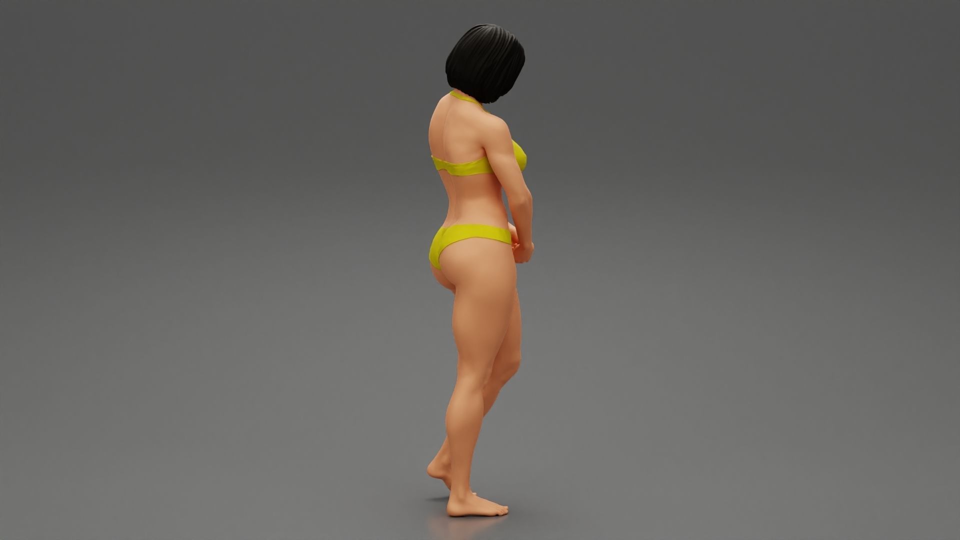 Sad Woman On beach Bikini 3D print model_2