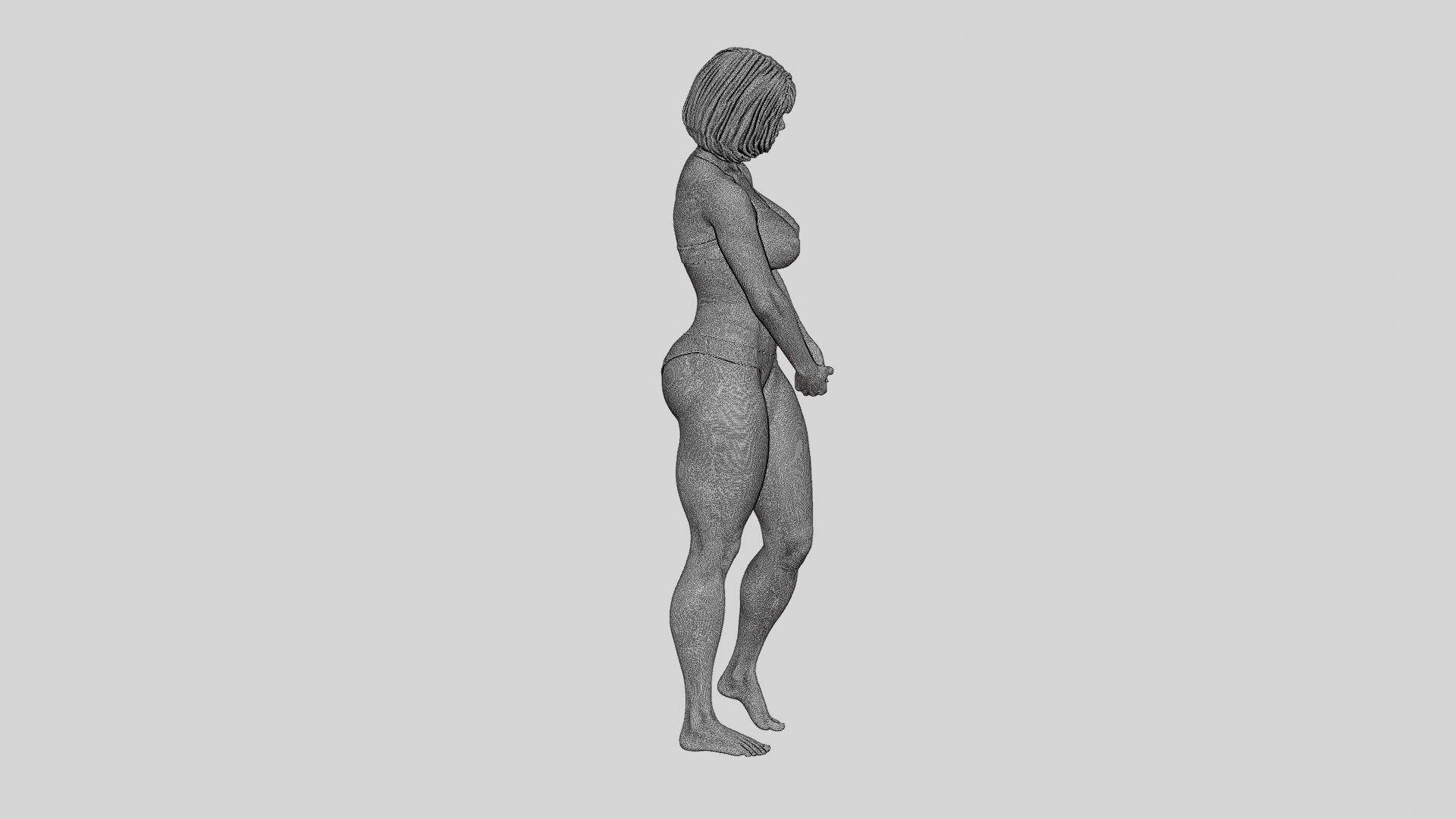 Sad Woman On beach Bikini 3D print model_11