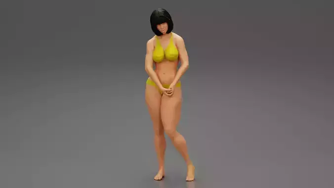 Sad Woman On beach Bikini 3D print model