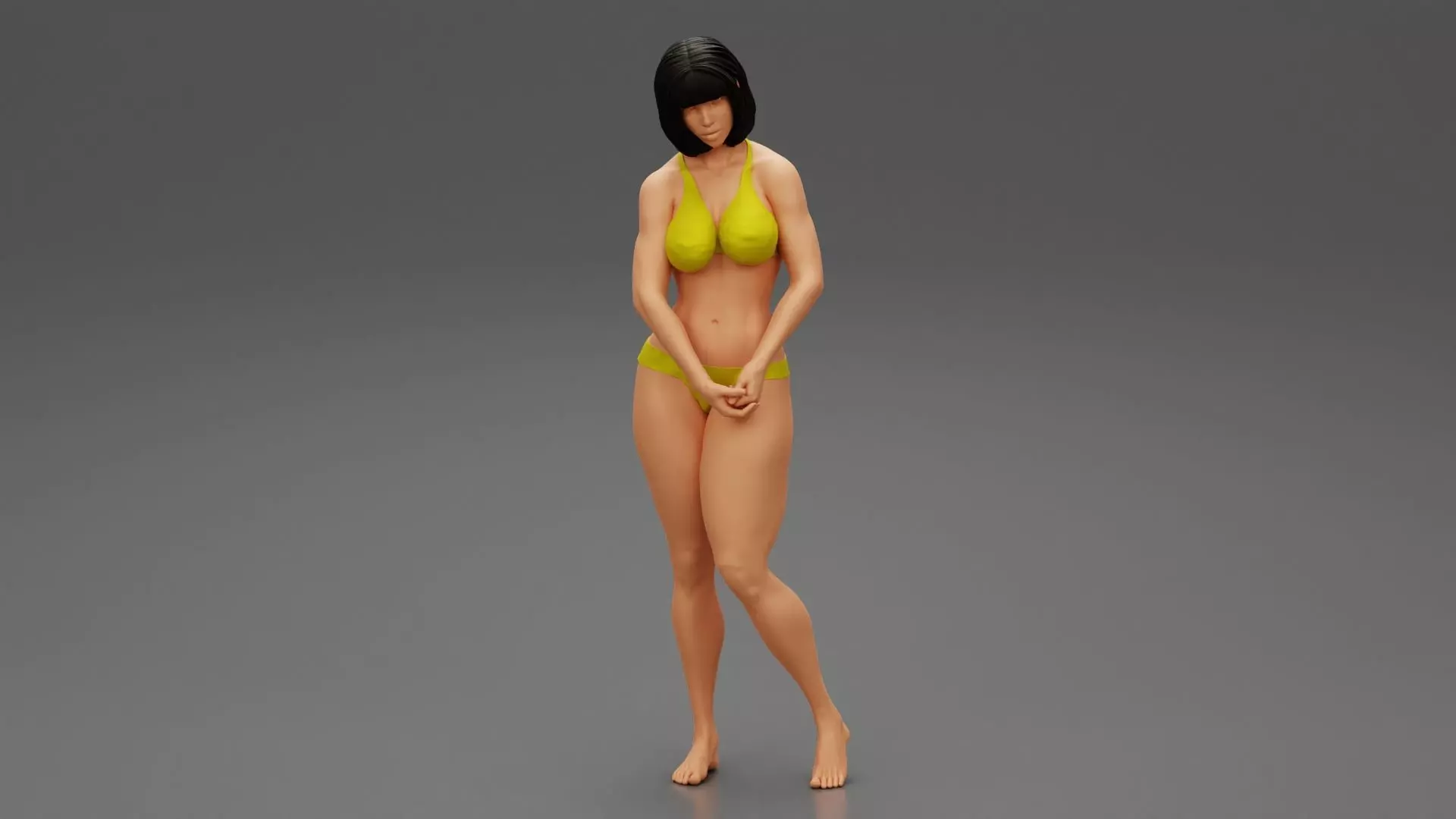 Sad Woman On beach Bikini 3D print model_0