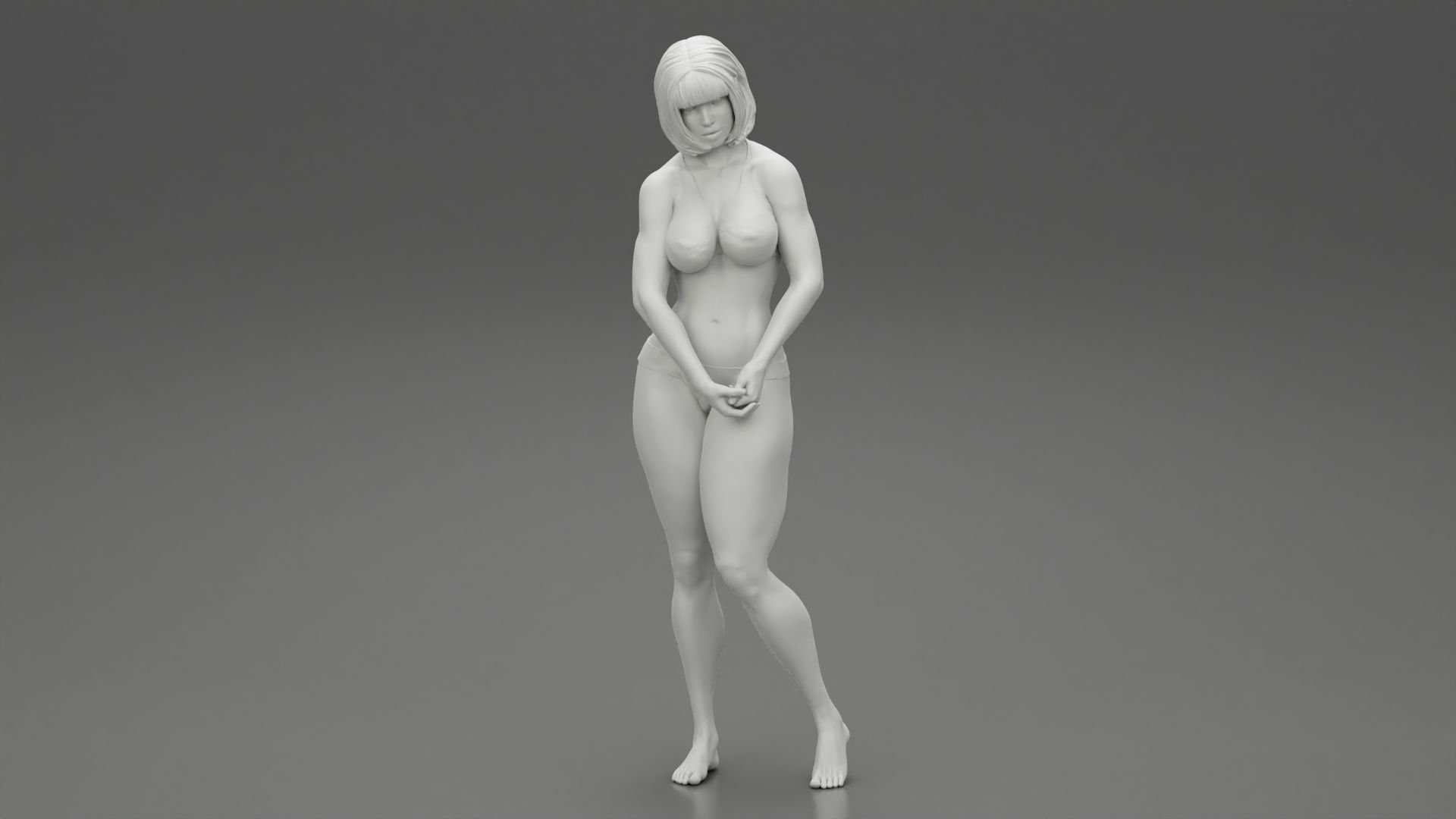Sad Woman On beach Bikini 3D print model_6