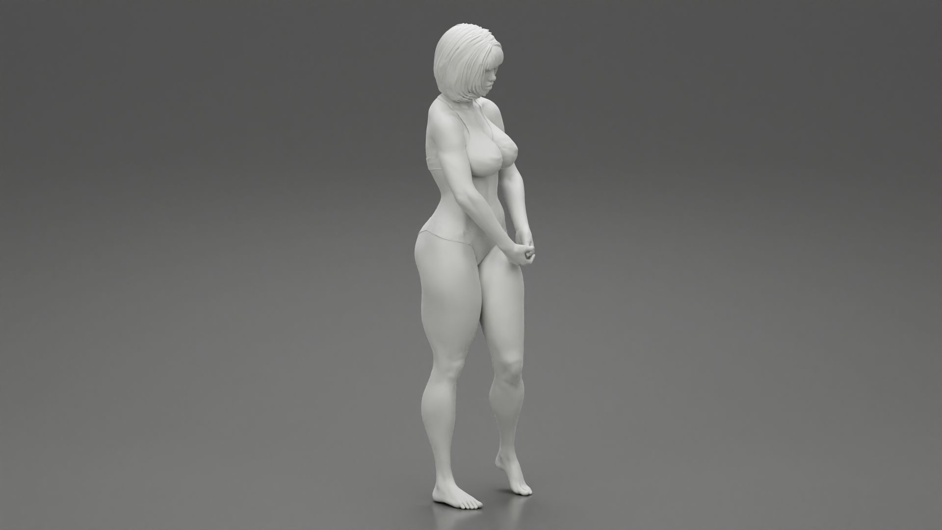 Sad Woman On beach Bikini 3D print model_7