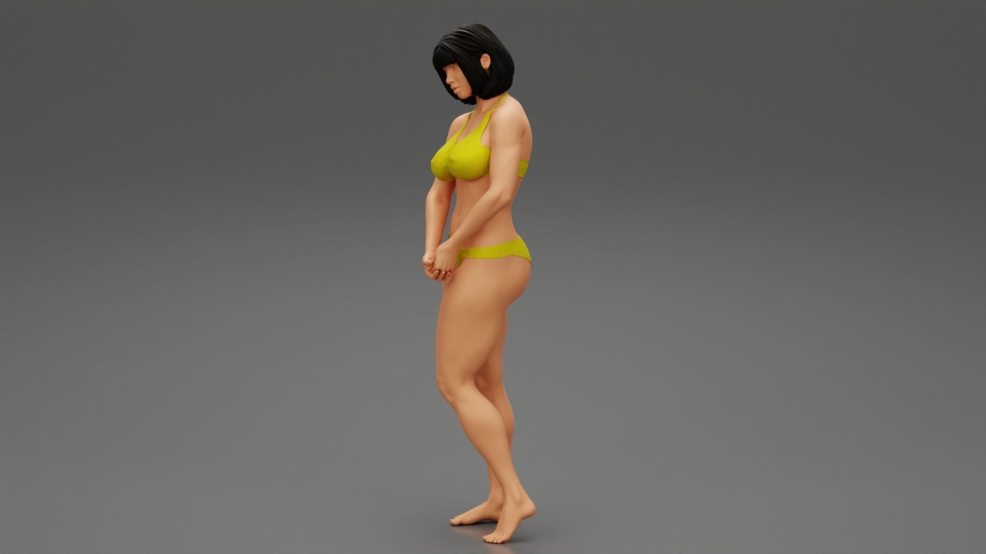 Sad Woman On beach Bikini 3D print model_5