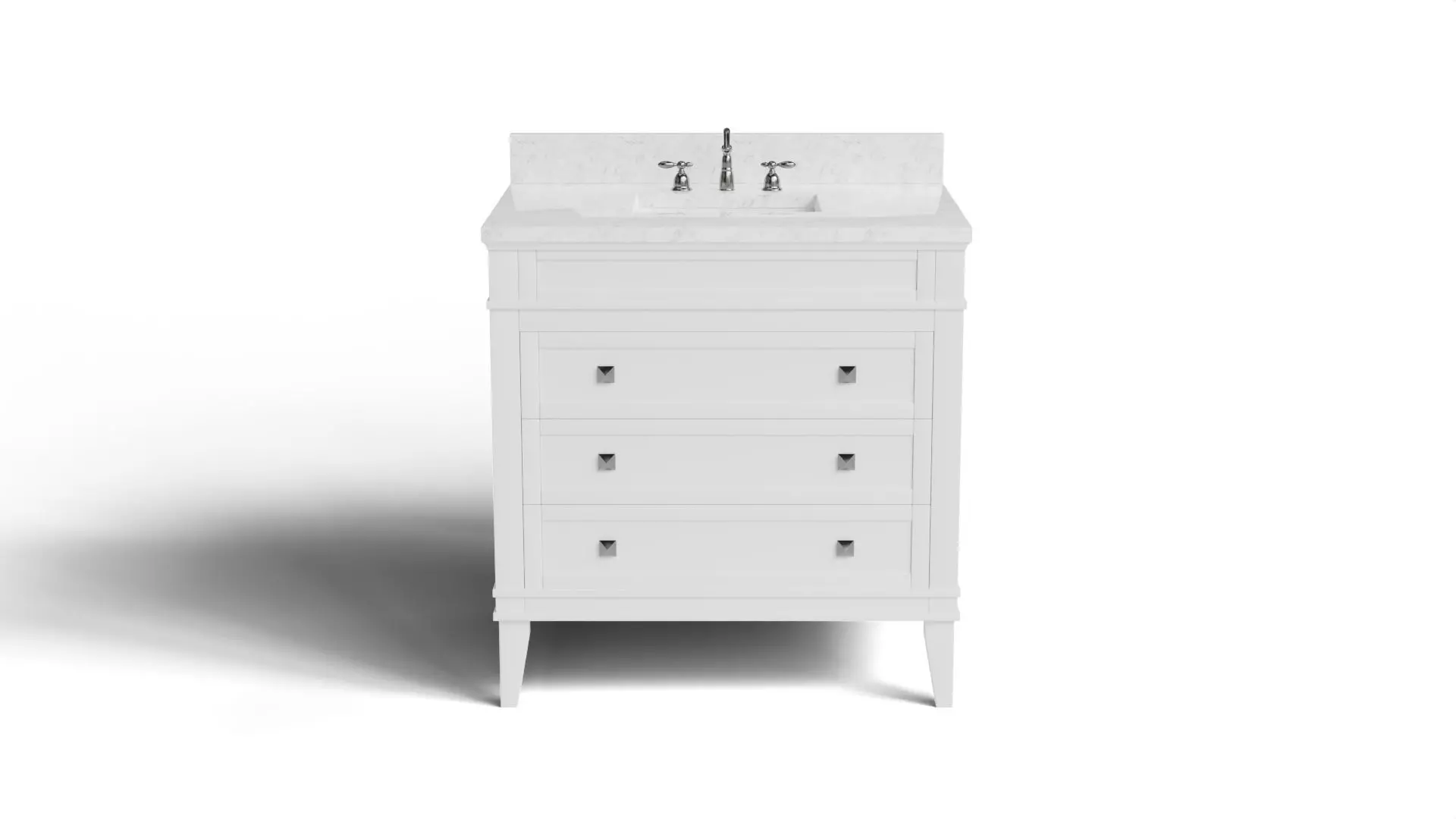 Eleanor 30 Inch Bathroom Vanity White Carrara Marble Top 3D model_0