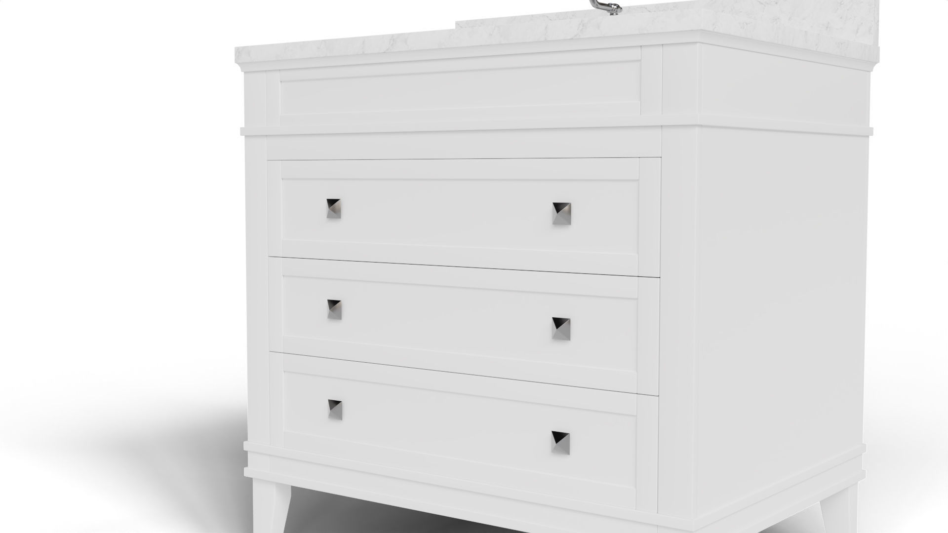 Eleanor 30 Inch Bathroom Vanity White Carrara Marble Top 3D model_4