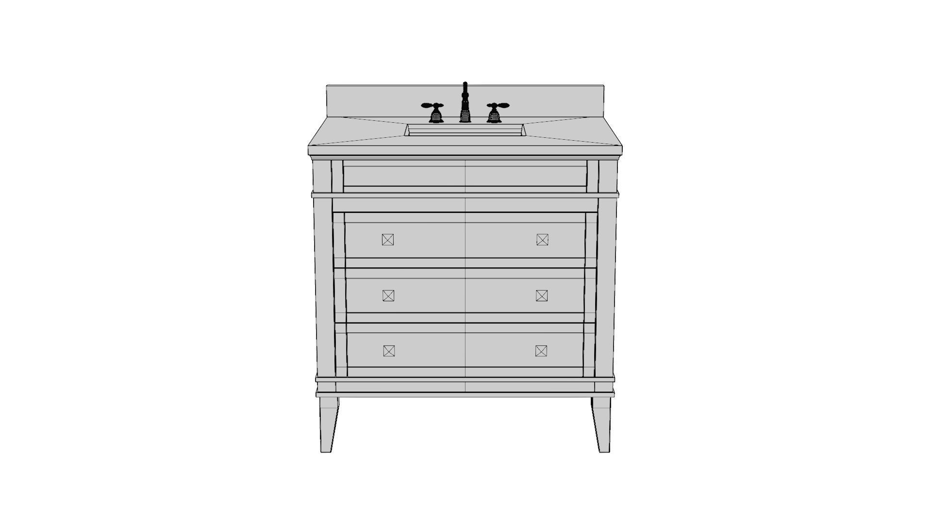 Eleanor 30 Inch Bathroom Vanity White Carrara Marble Top 3D model_1