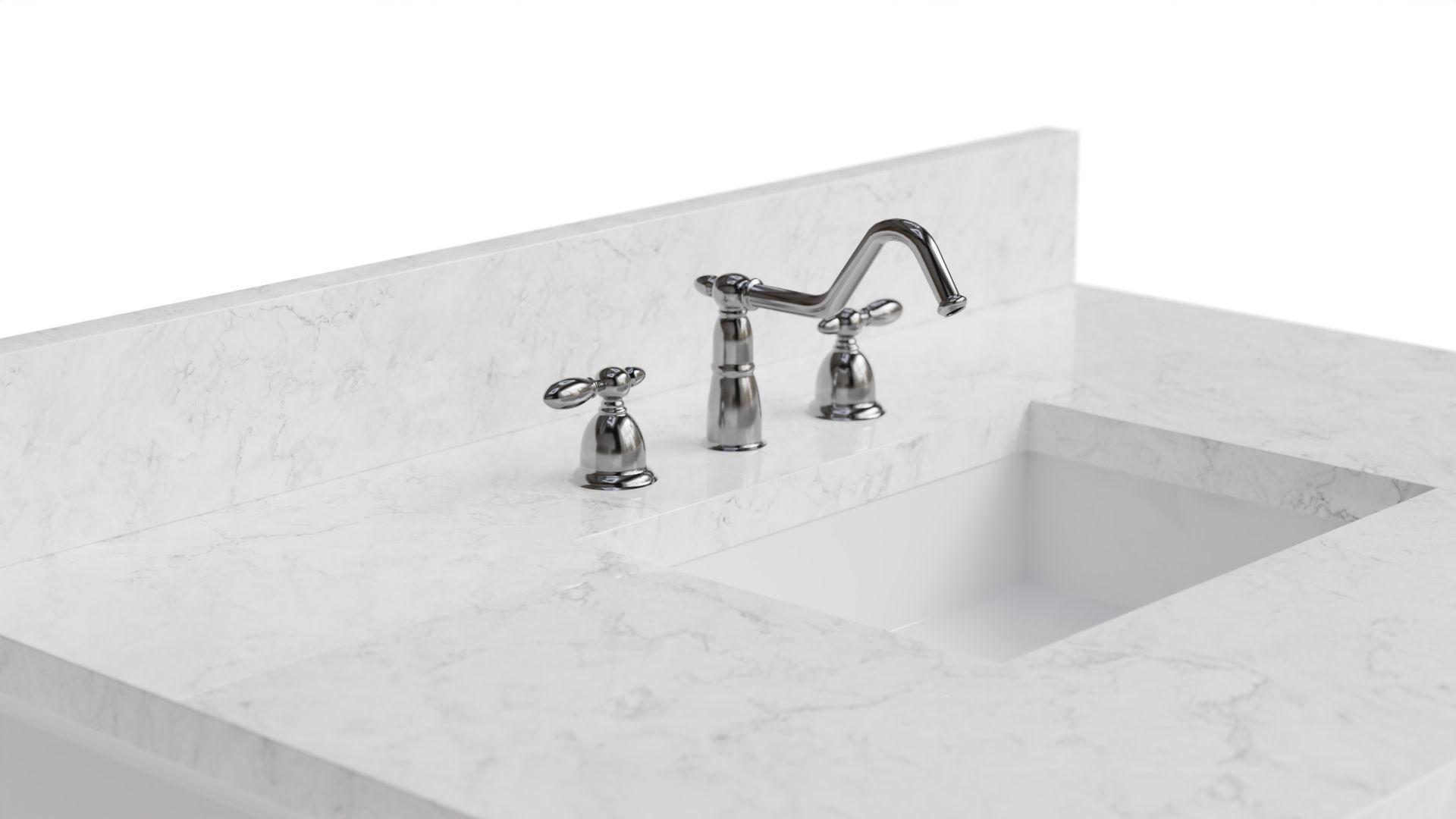Eleanor 30 Inch Bathroom Vanity White Carrara Marble Top 3D model_6
