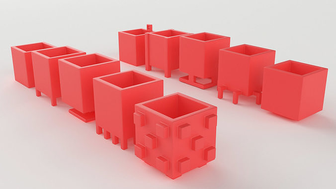 Square Pot 3D model 3D printing model 3D print model