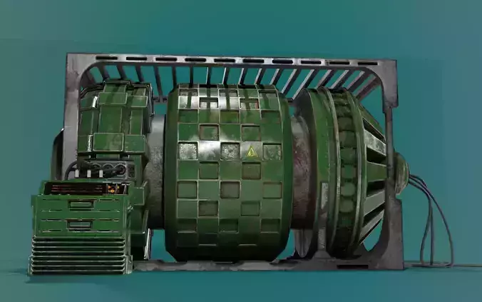 Generator metal cage with wires Low-poly 3D model