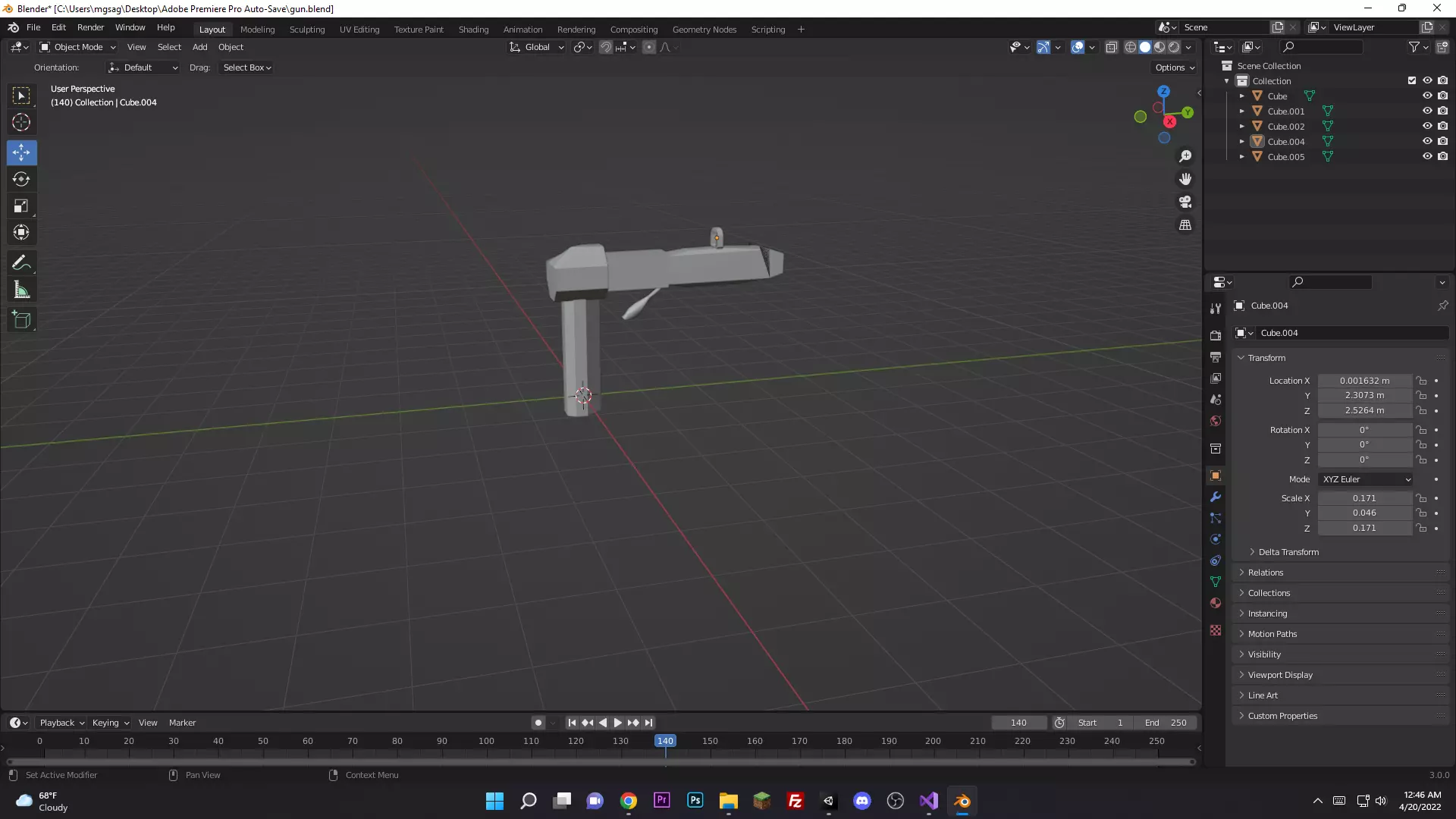 simple Pistol Free 3D model_0