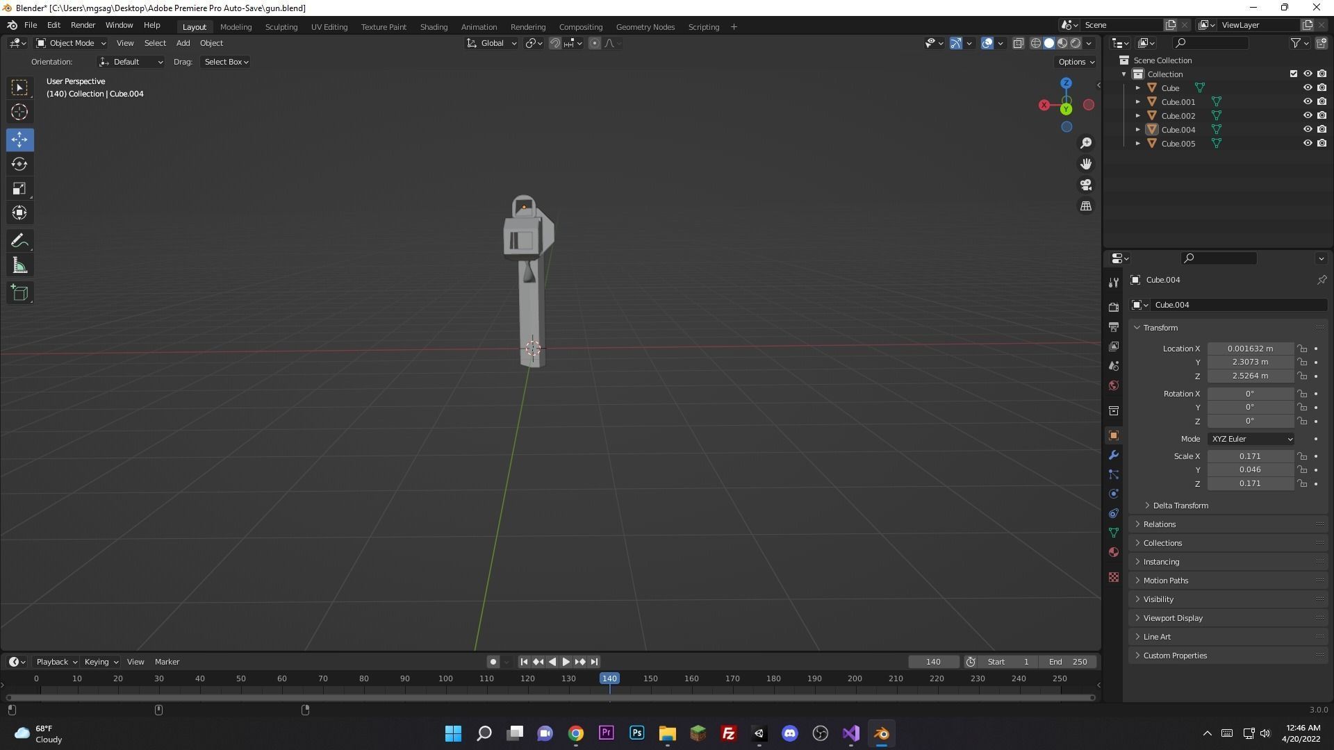 simple Pistol Free 3D model_3