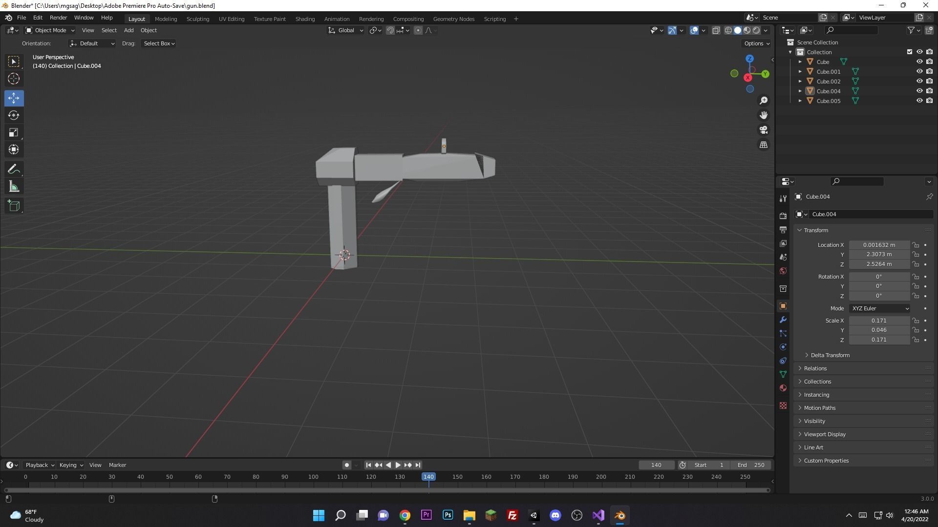 simple Pistol Free 3D model_4