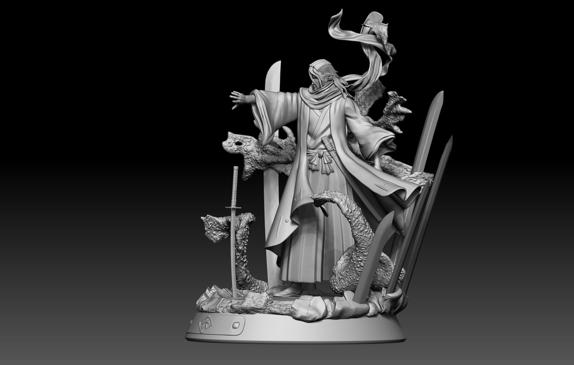 BLEACH - BYAKUYA KUCHIKI BANKAI - SENBONZAKURA KAGEYOSHI -STATUE 3D print model_6