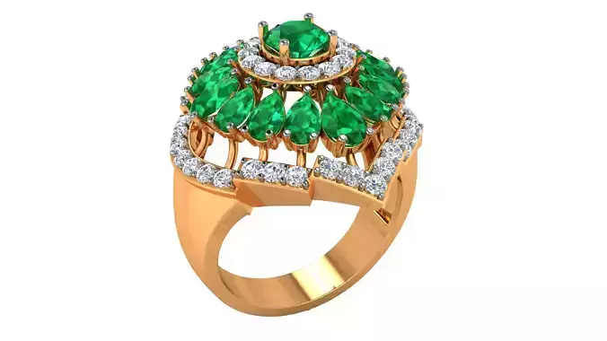 Women Pear Diamond Cocktail Diamond Ring 3dm stl Renders Details
