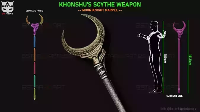 The KhonShu Crescent Scythe - Moon Knight Marvel Cosplay 3D print model