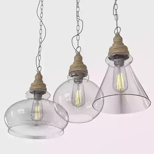 warmly-thalia-clear-glass-vintage-antique-hanging-light glass pendant light with wooden shade