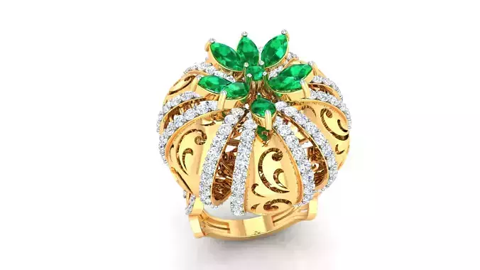 Women Cocktail Marquise Diamond Ring 3dm stl Renders Details