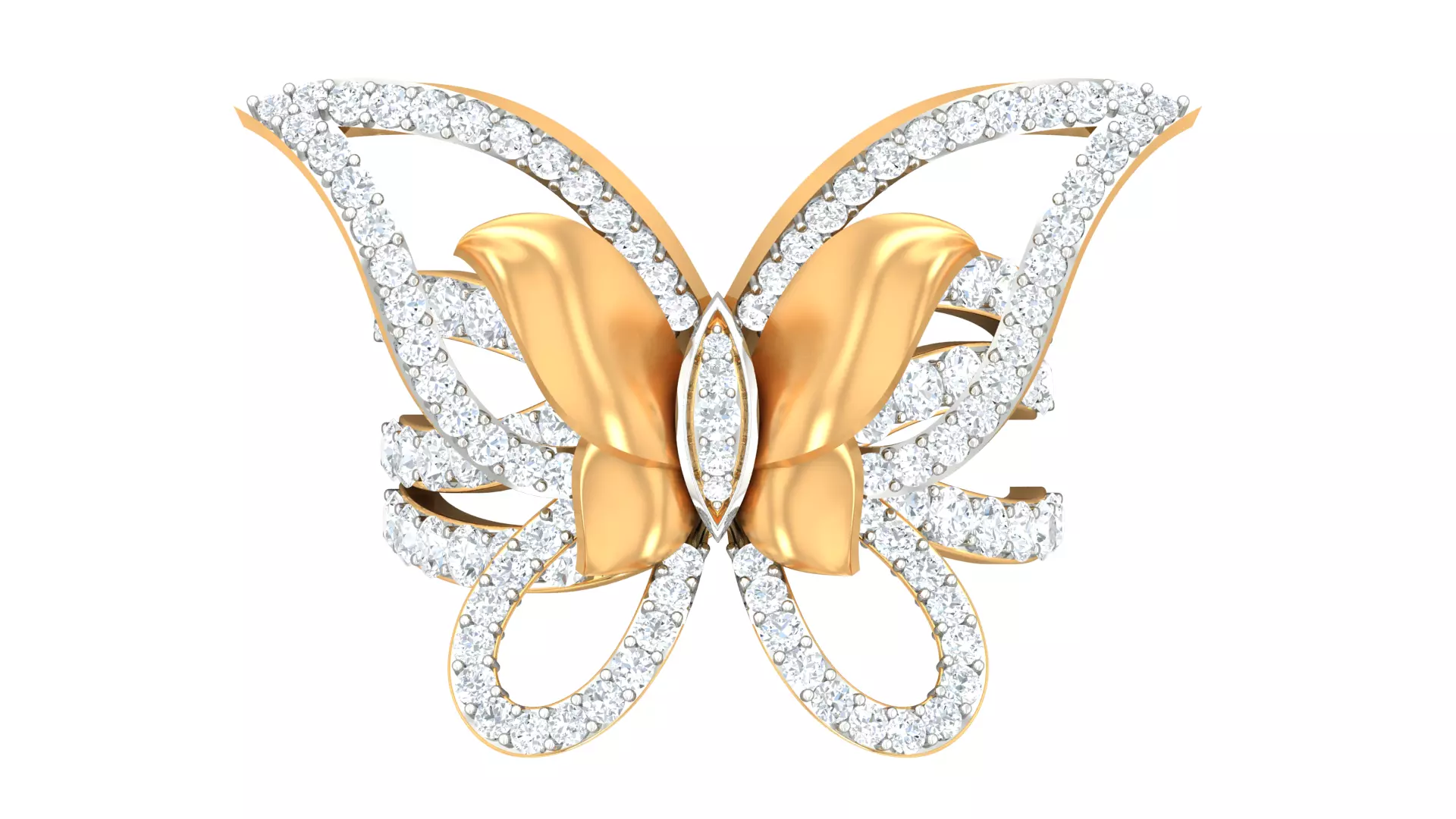 Women Butterfly Cocktail Diamond Ring 3dm stl Renders Details 3D print model_0