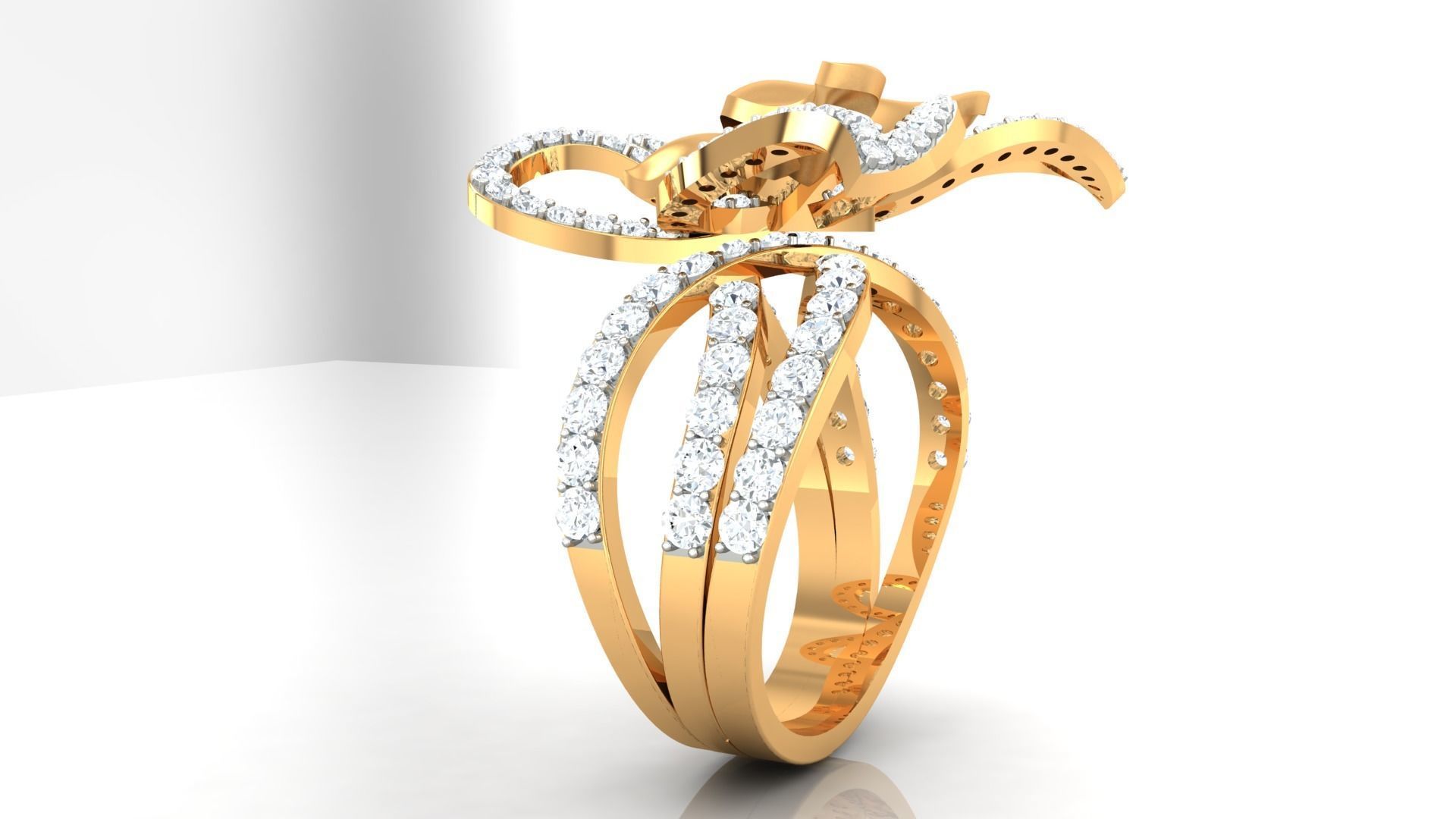 Women Butterfly Cocktail Diamond Ring 3dm stl Renders Details 3D print model_1