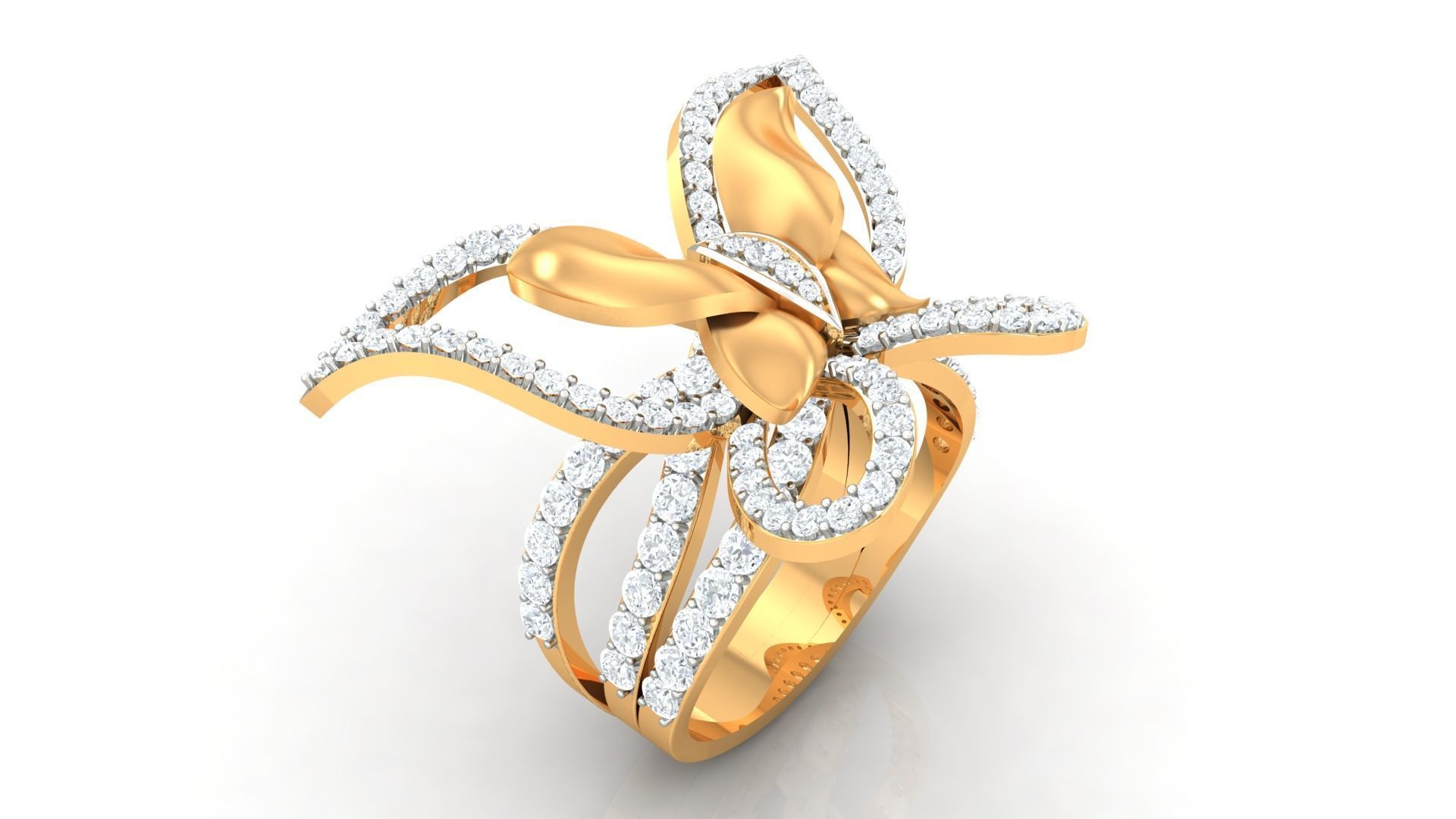Women Butterfly Cocktail Diamond Ring 3dm stl Renders Details 3D print model_2