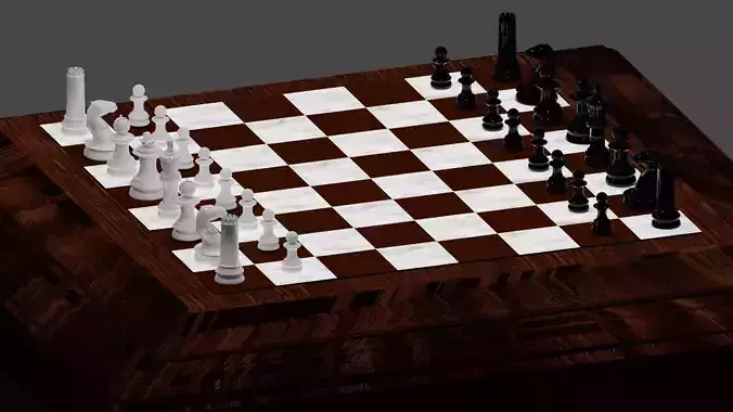 Chess Board and Pieces 3D print model