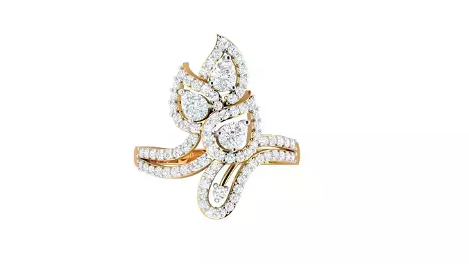 Women Cocktail Diamond Ring 3dm stl Renders Details