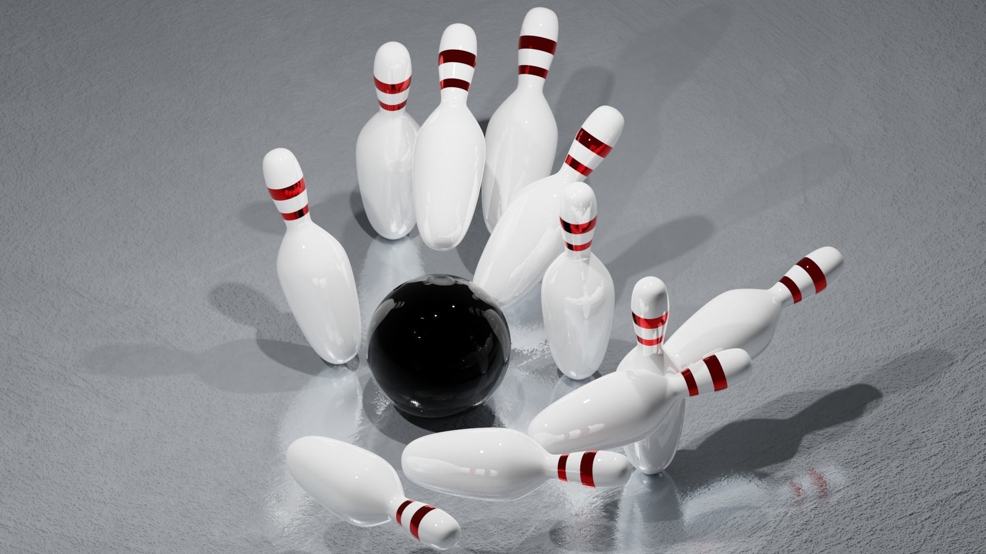 Bowling Ball and Pins 3D model_1