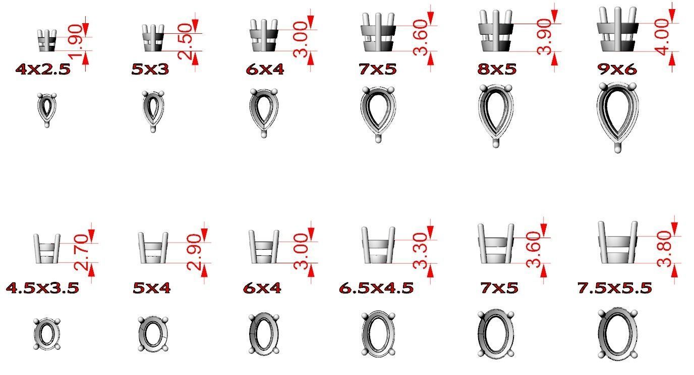 Pack of Prongs for Gems 704 3D print model_12