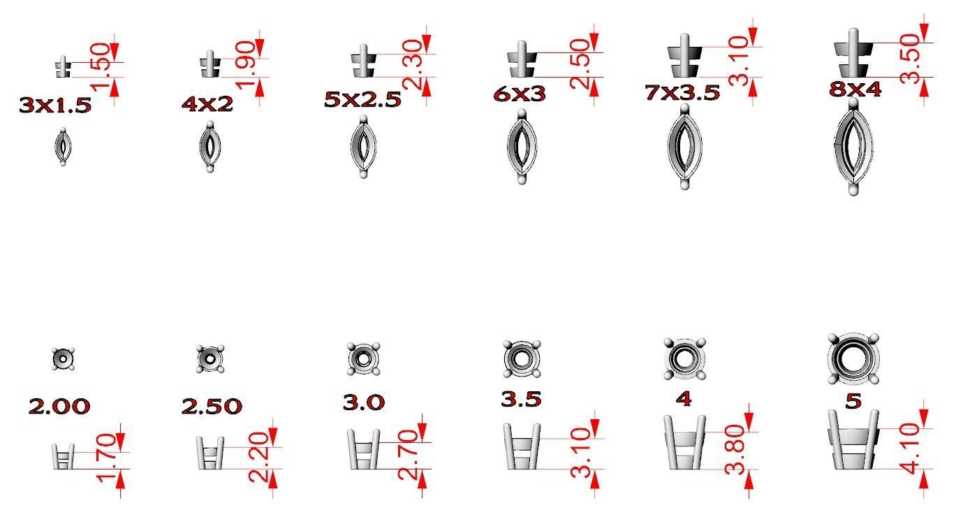 Pack of Prongs for Gems 704 3D print model_11