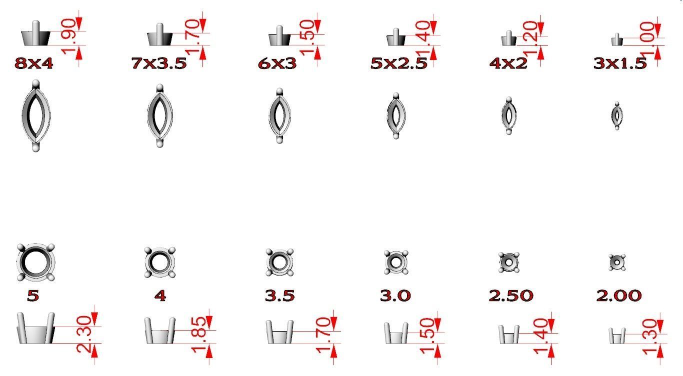 Pack of Prongs for Gems 704 3D print model_10
