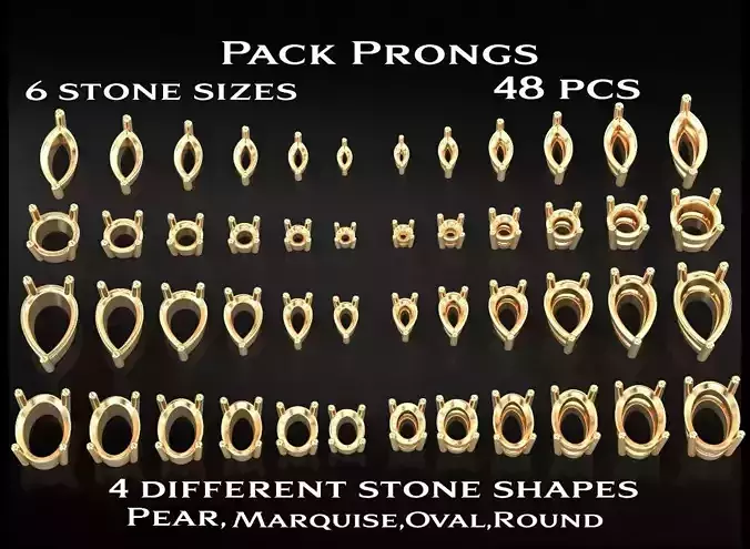 Pack of Prongs for Gems 704 3D print model